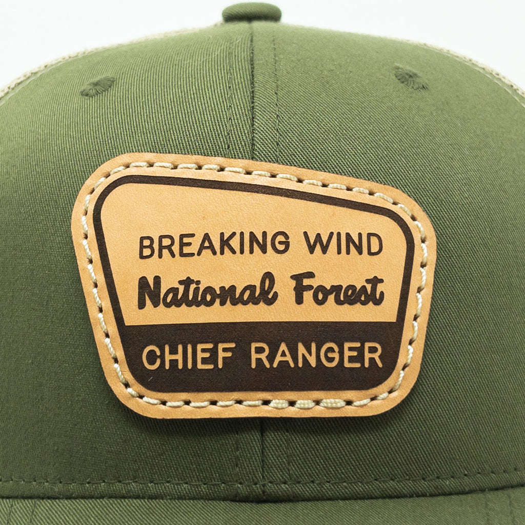 Breaking Wind National Forest Chief Ranger Leather Patch Trucker